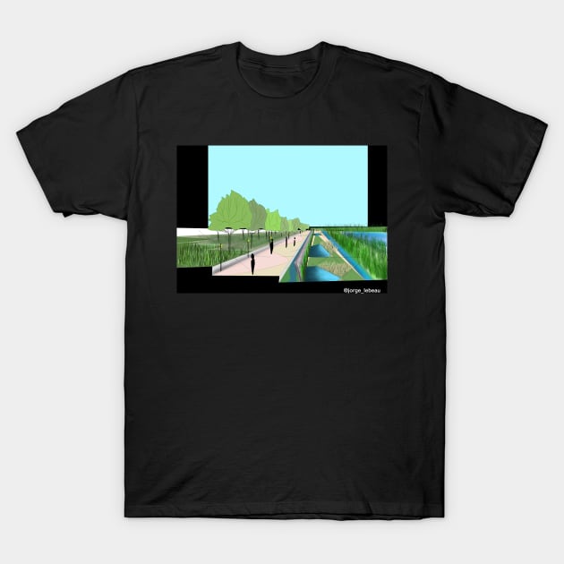 wetland urban park sketch T-Shirt by jorge_lebeau